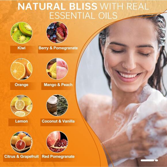 SHOWER STEAMERS FRUIT AROMATHERAPY 8 PIECE GIFT BOX BATH BOMBS W ESSENTIAL OILS - Picture 3 of 5